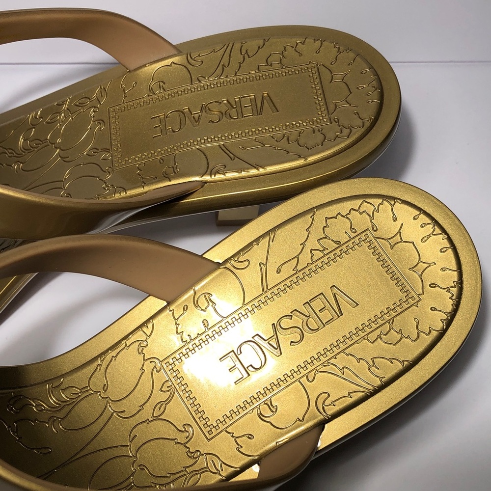 New Authentic Versace Gold Sandals size 40 - Picture 8 of 14